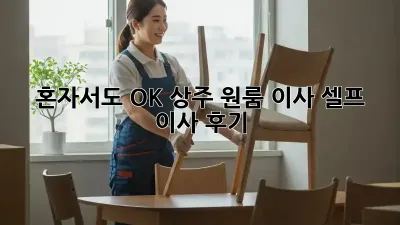 혼자서도 OK! 상주 원룸 이사, 셀프 이사 후기